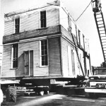 Photo dated March 7, 1963 showing move of Lee House to temporary Front Street Location. WHC 0091.010.0001 Photo appeared in the Capital Journal, Thursday, March 7, 1963.