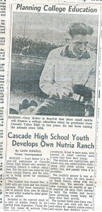 Undated Clipping about Gary Huber's Nutria Ranch found today. WHC 0083.006.0013.054