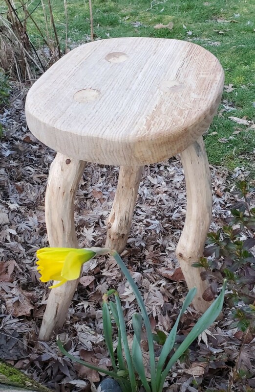 Rustic stool made with craftsman woodworking techniques