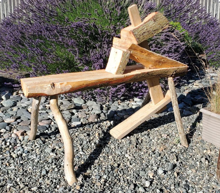 Shave horse made with craftsman woodworking techniques
